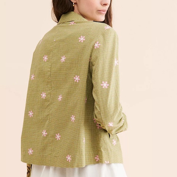 Free people We The Free cali printed Olive Pink Floral Pattern blazer XL